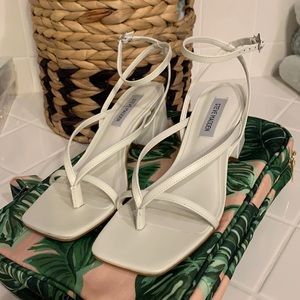 White/Cream Steve Madden ankle strap sandal heels